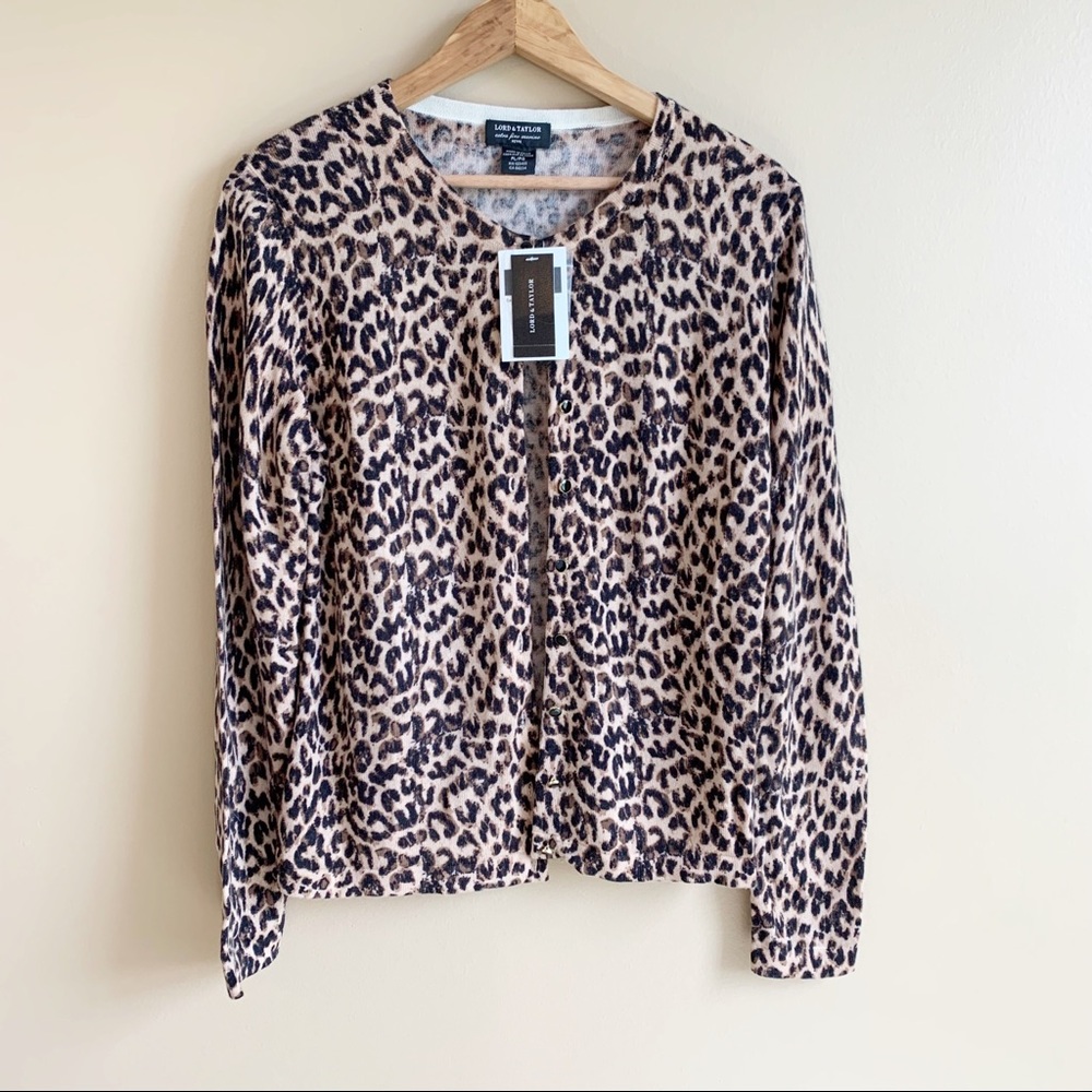 LORD & TAYLOR Leopard Cardigan 100% RELISTED - Picture 1 of 9